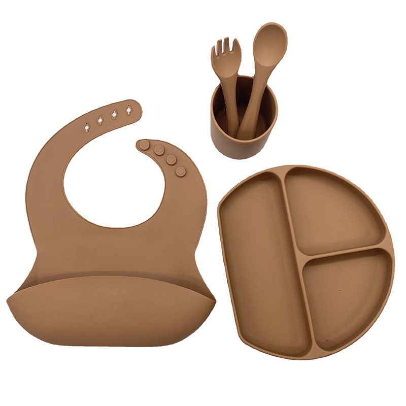 Silicone bib spoon bowl set tableware