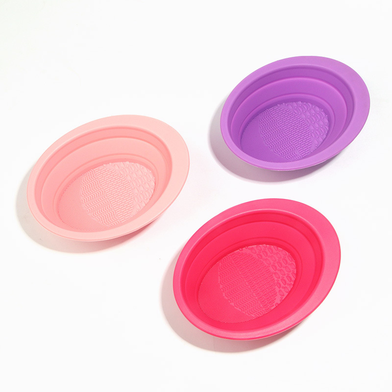 Silicone folding facial mask bowl makeup brush cleaning tray