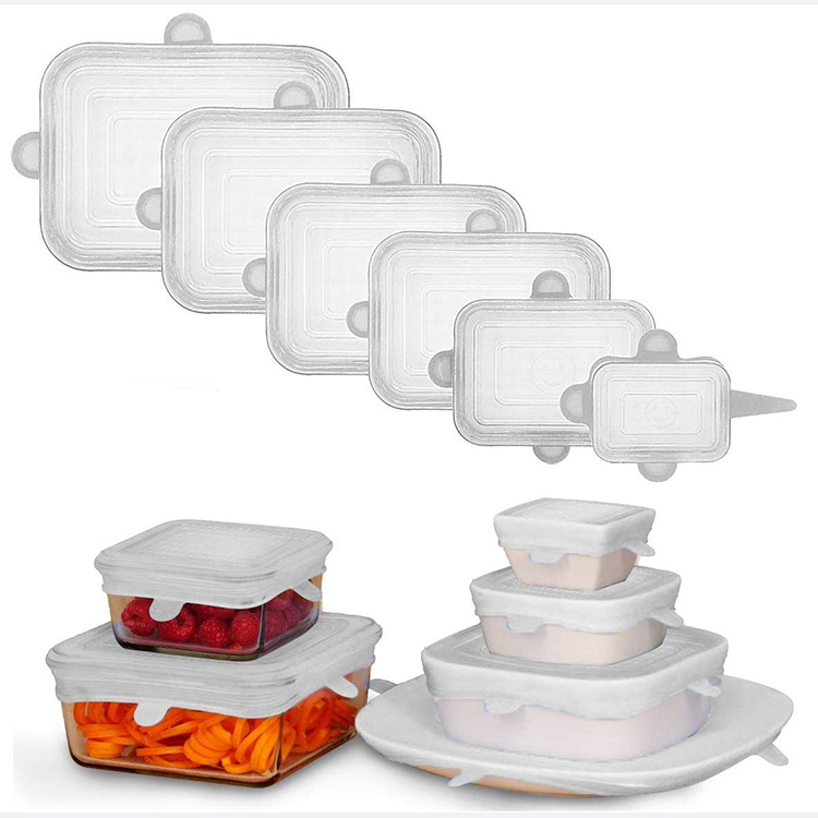 Square silicone fresh-keeping lid for pots, bowls, and dishes